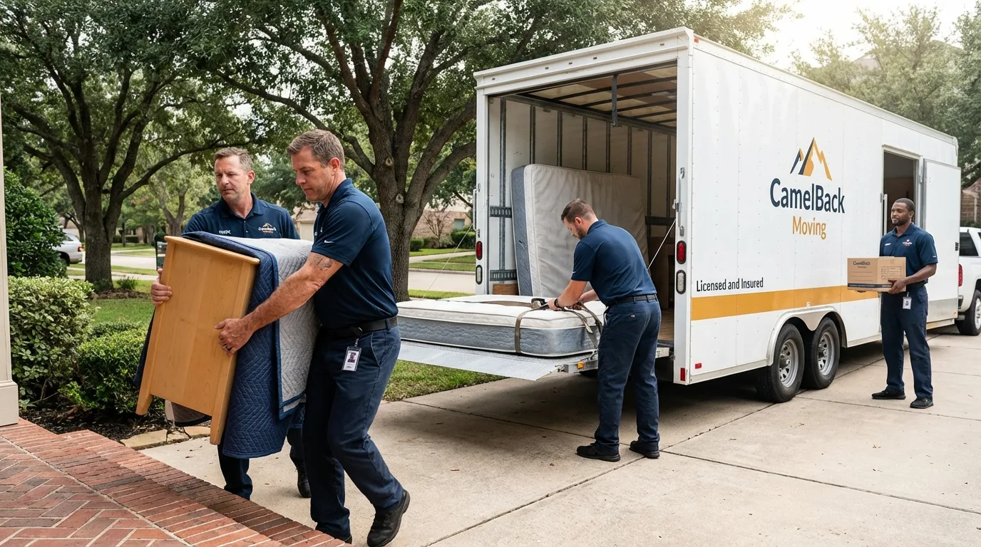 Crew loading residential truck for cross-state move from Hilliard, FL
